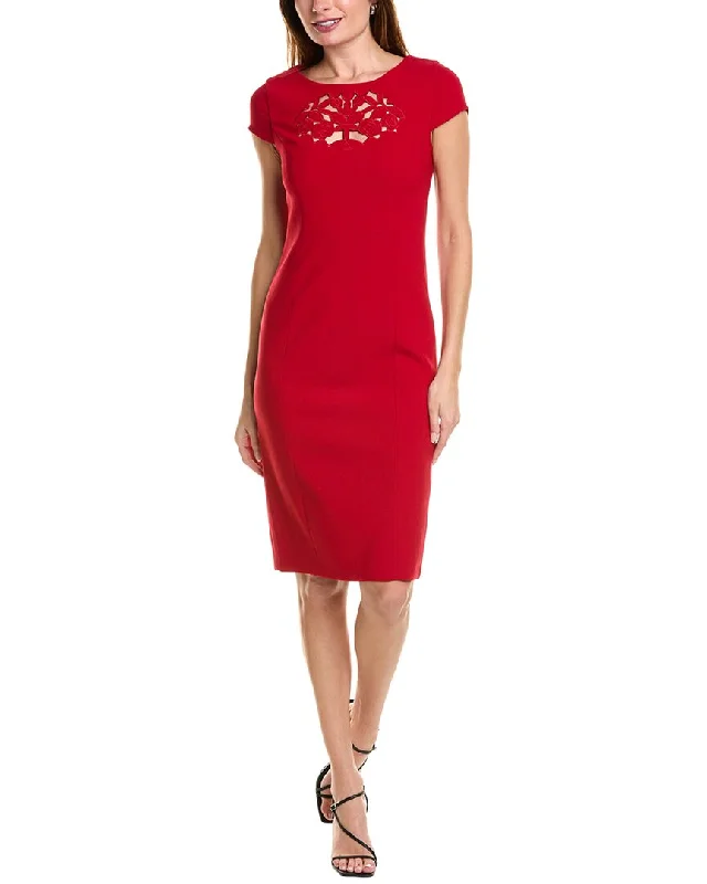 Huge Discounts Elie Tahari Cutout Embroidered Sheath Dress