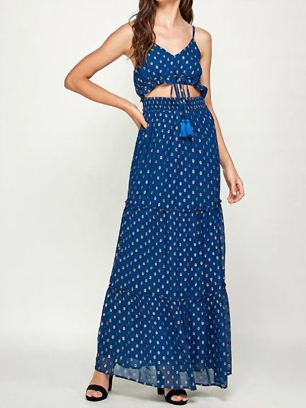 Today’s Deal Cut Out Maxi Dress In Navy/gold