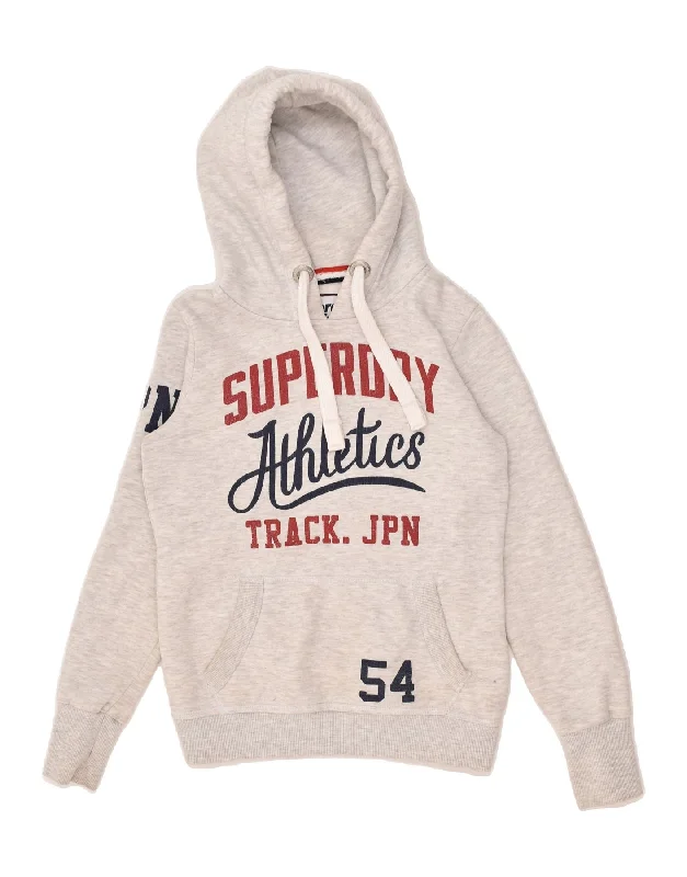 Price Rollback SUPERDRY Womens Graphic Hoodie Jumper UK 10 Small Grey Cotton