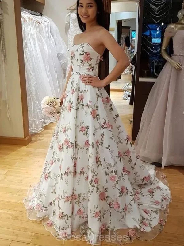Early Access Sweetheart 3D Flower A-line Long Evening Prom Dresses, Evening Party Prom Dresses, 12337