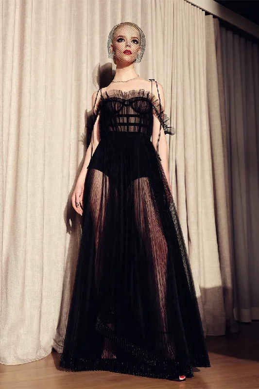 Customer Appreciation Sale Christian Black Sheer Evening Maxi Dress