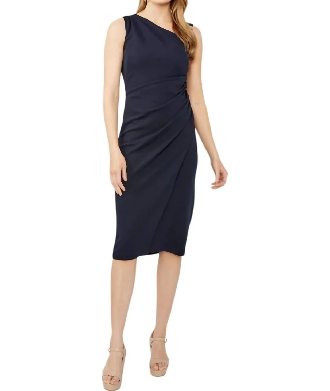 New Deals Scuba Sheath Dress In Midnight Blue