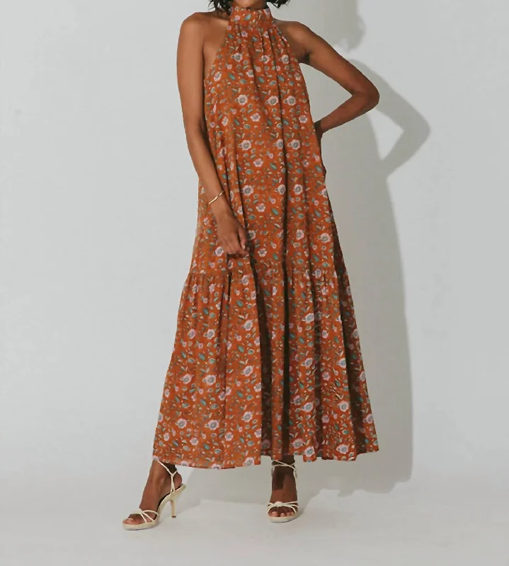 Deal Explosion Wilder Ankle Dress In Terracotta Floral