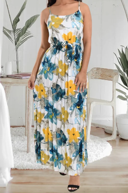 Early Access Ladies Blue Pleated Dress