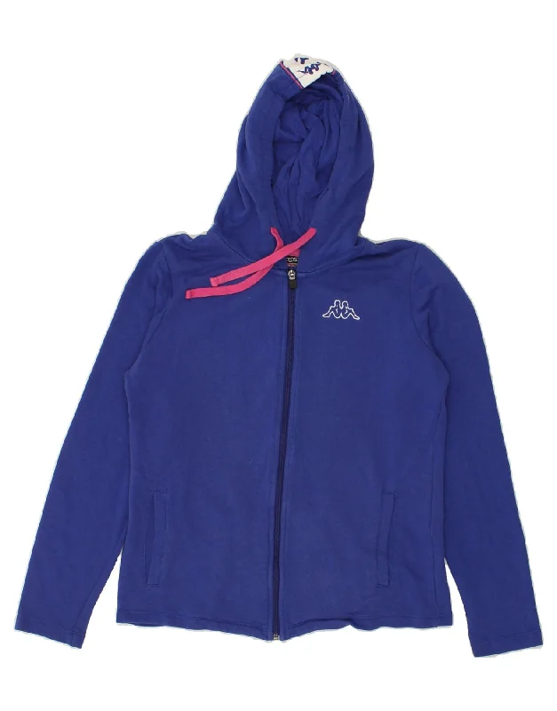Today's Special KAPPA Womens Graphic Zip Hoodie Sweater UK 14 Medium Blue