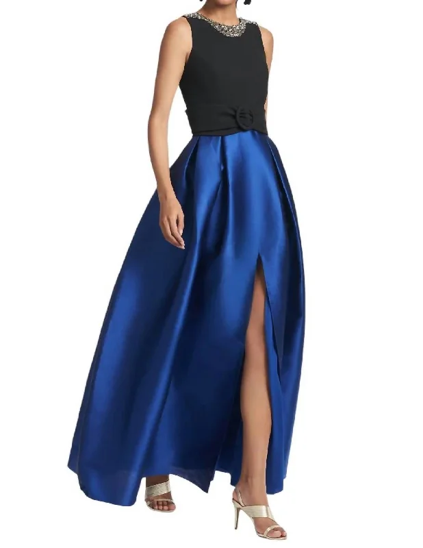 Final Markdown Monica Gown In Black/blue