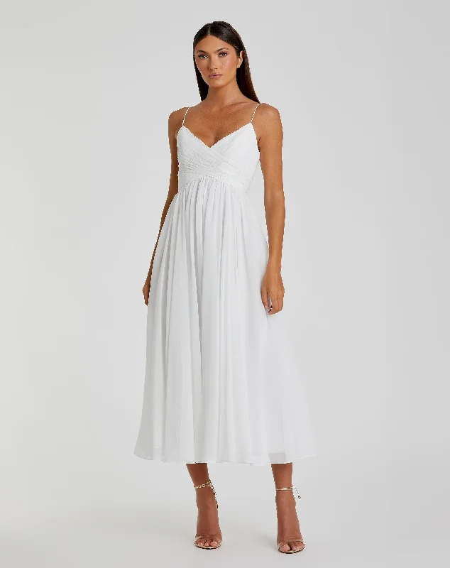 Discount Extravaganza Faux Wrap Sleeveless Flowy Midi Dress