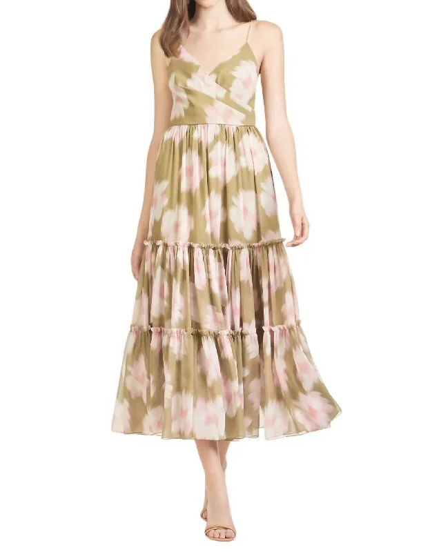 Exclusive Access Dalia Dress In Green Floral Ikat