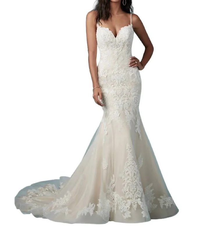 Major Savings Glorietta Wedding Dress In Ivory/champagne