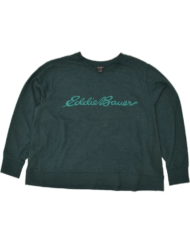 Customer Appreciation Sale EDDIE BAUER Womens Loose Fit Graphic Sweatshirt Jumper UK 20 2XL Green