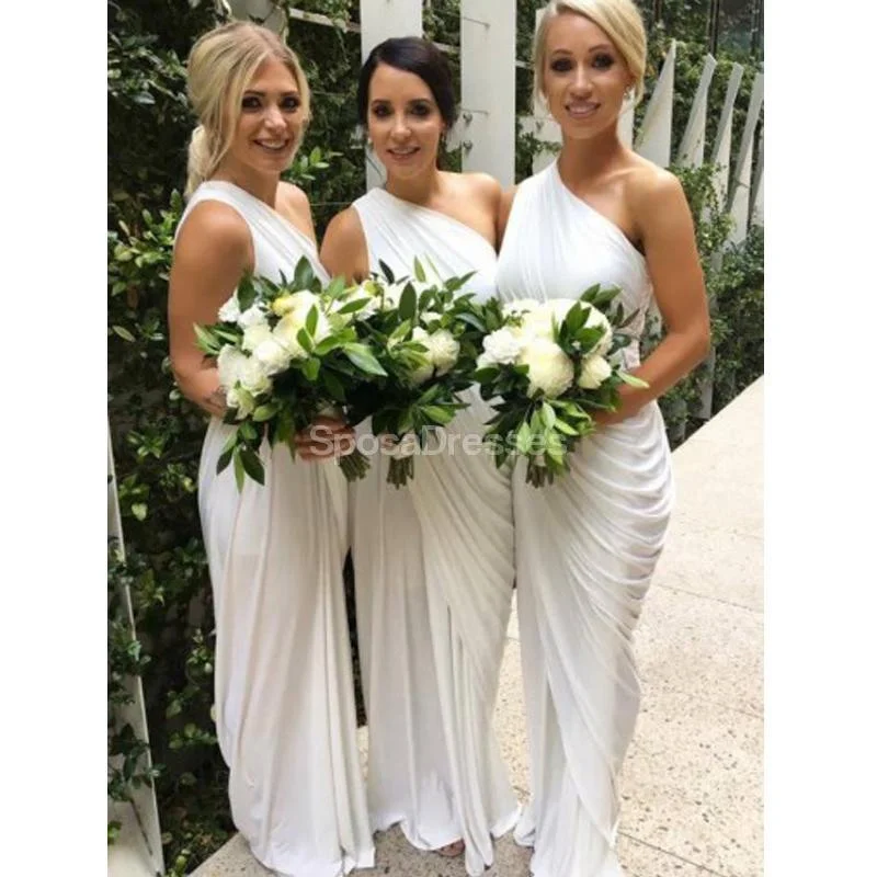 Bargain Blast One Shoulder Off White Long Bridesmaid Dresses Online, Cheap Dresses, WG708