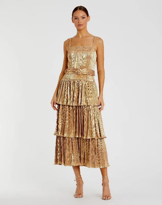 Daily Deals Ruffle Tiered Buckle Detail Dress