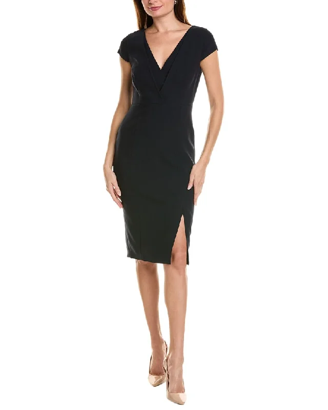 Inventory Reduction Elie Tahari Pleated V-Neck Sheath Dress