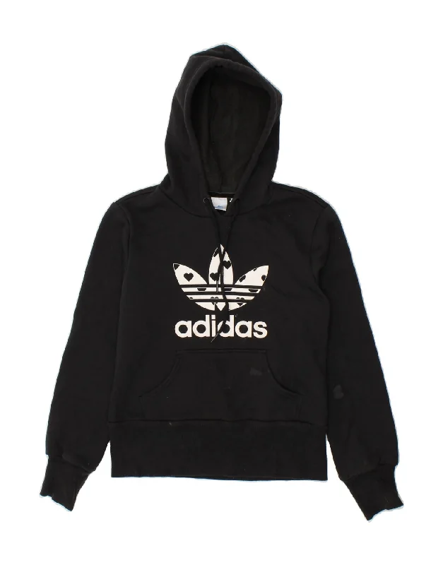 Special Discount ADIDAS Womens Graphic Hoodie Jumper EU 42 Medium Black Cotton