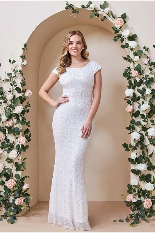 Today's Special Goddiva Cowl Back Front Knot Sequin Maxi Dress - White
