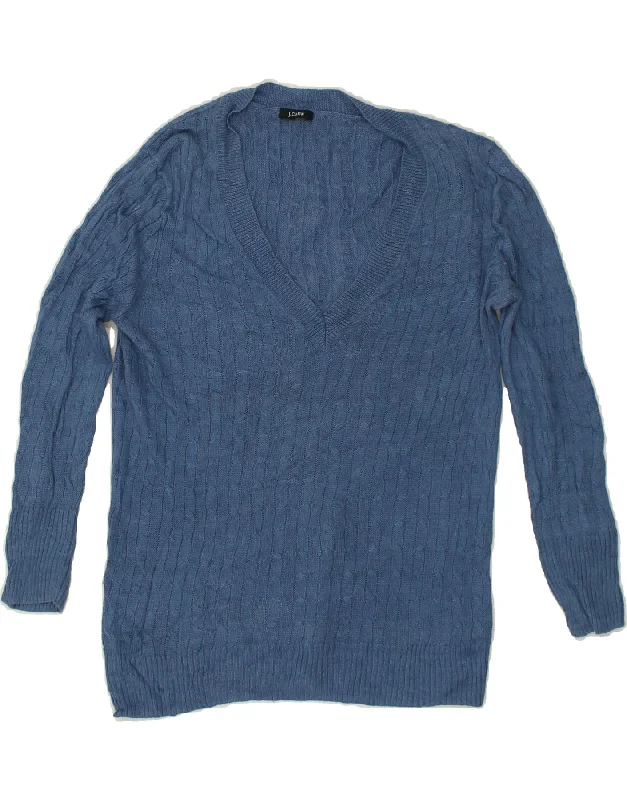 Don't Wait J. CREW Womens V-Neck Jumper Sweater UK 12 Medium Blue
