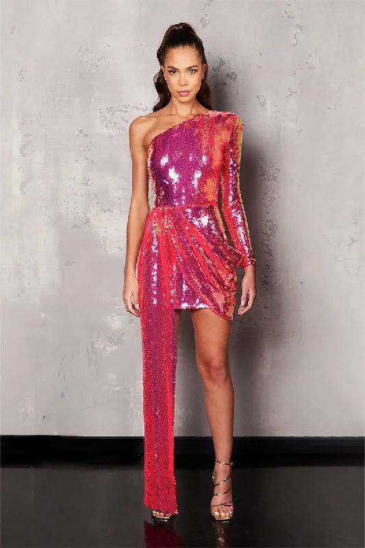Price Meltdown Sparkling Spotlight One-Shoulder Sequin Mini Dress
