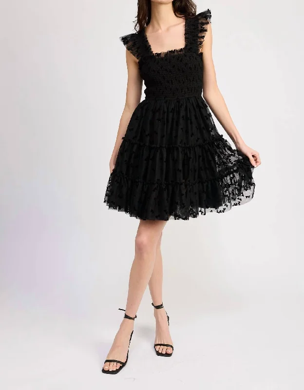 Low Prices Casey Flutter Mini Dress In Black