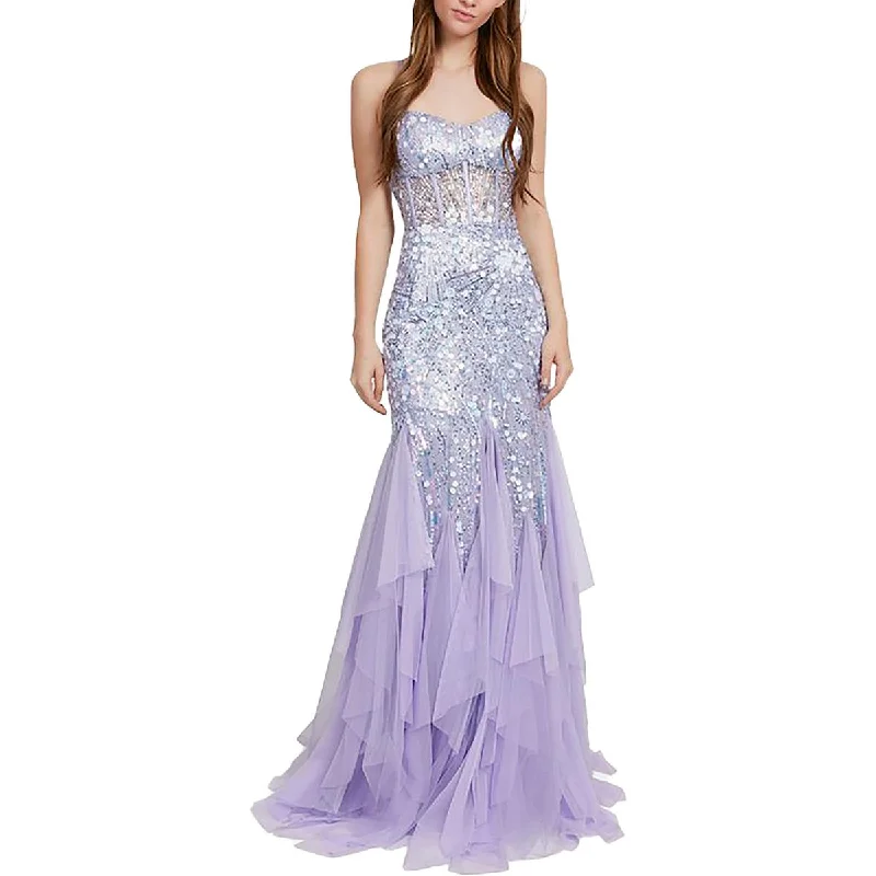 Year-End Clearance Womens Sequined Ruffled Evening Dress