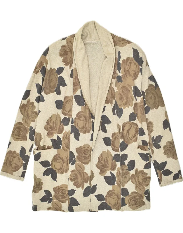 Value Deals VINTAGE Womens Cardigan Sweater UK 18 XL Beige Floral Viscose