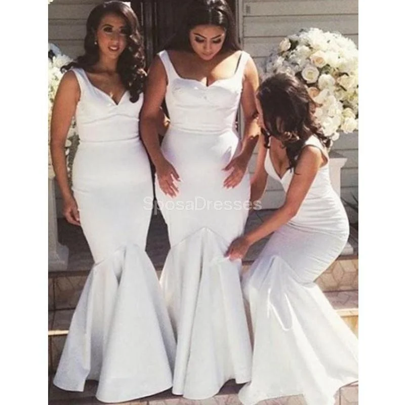 Deal Mania Straps Off White Mermaid Long Bridesmaid Dresses Online, Cheap Dresses, WG709